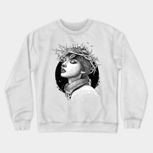 Dangerously Themed. Woman with snake, skulls and thorns. Crewneck Sweatshirt